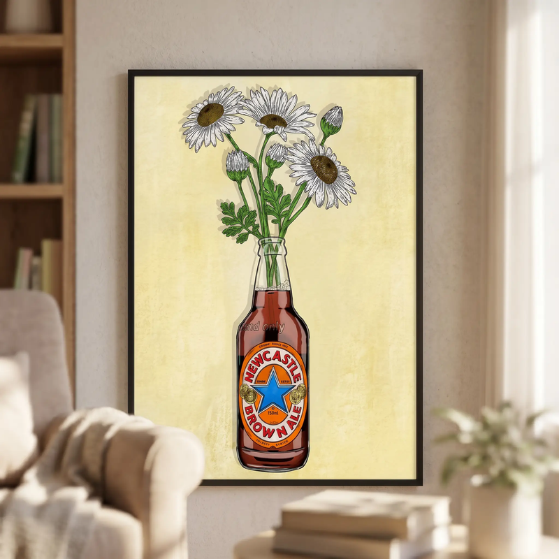 Newcastle Brown & Flowers - A5 Print