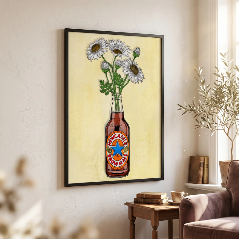 Newcastle Brown & Flowers - A5 Print