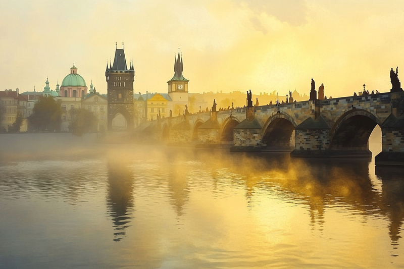 Charles Bridge Mist Canvas