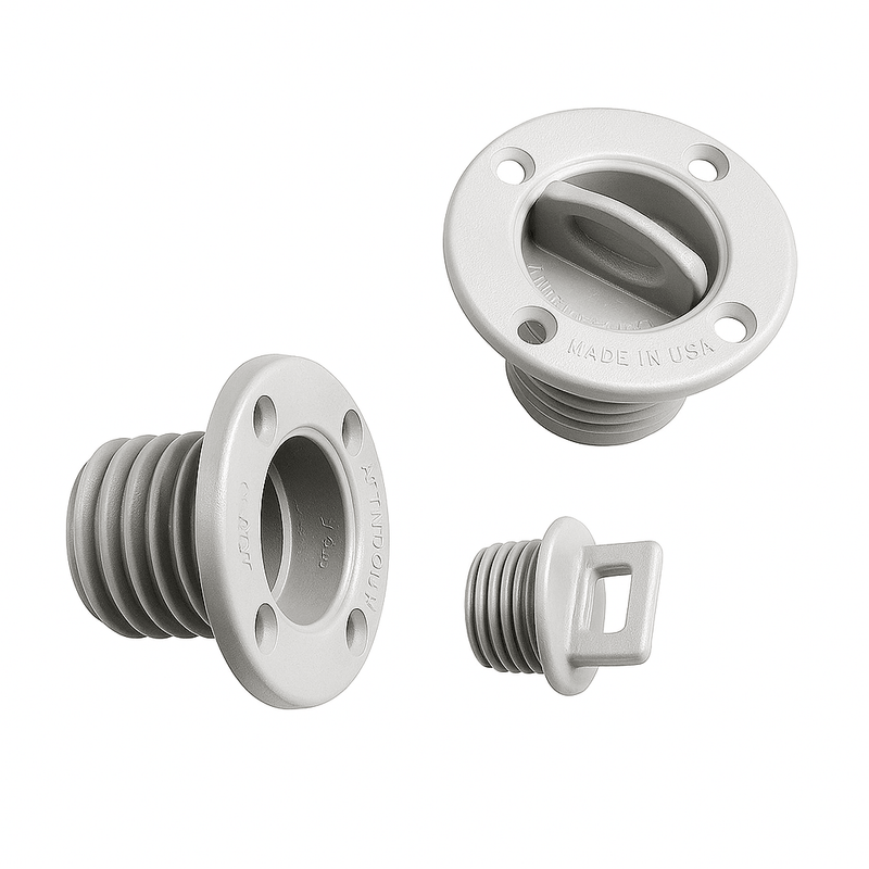 Marine Drain 43mm Drain Socket & Plug 4-Hole Flange | 4Boats