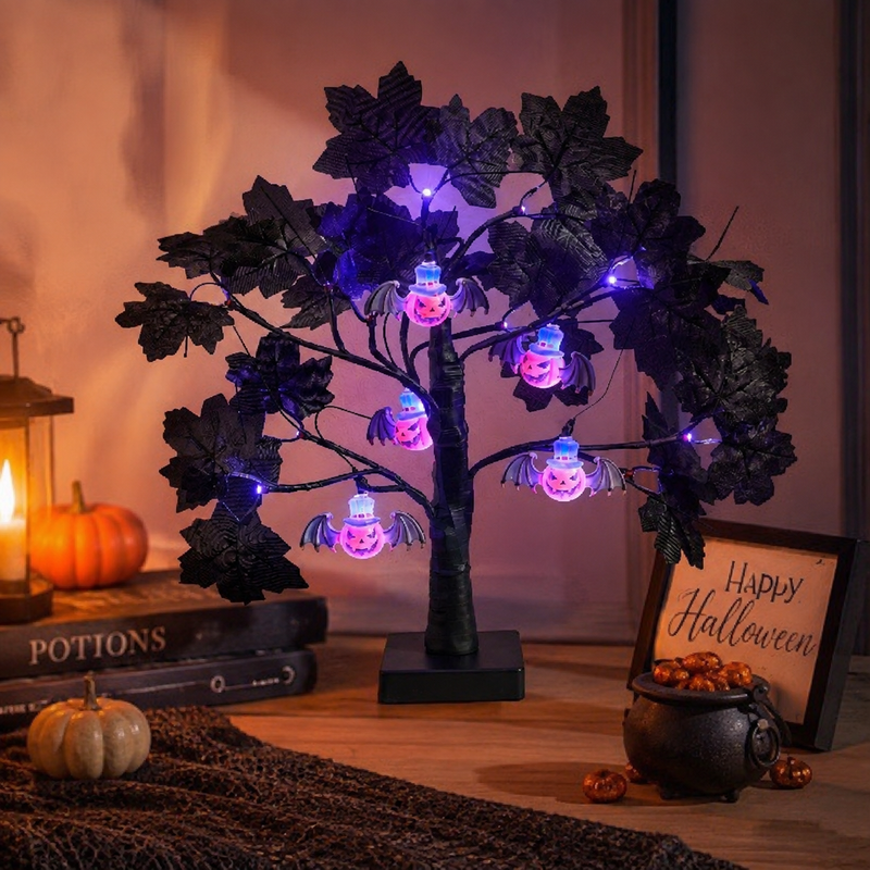 52cm Halloween Decor Twig Tree With Bats