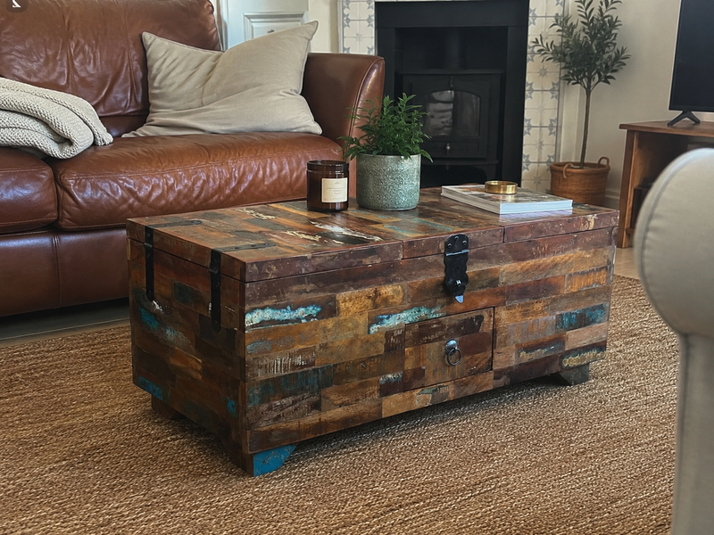 Coffee Table Box Chest Solid Reclaimed Wood 80x40x35 cm
