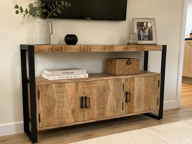 Side Cabinet 120x30x75 cm Solid Mango Wood