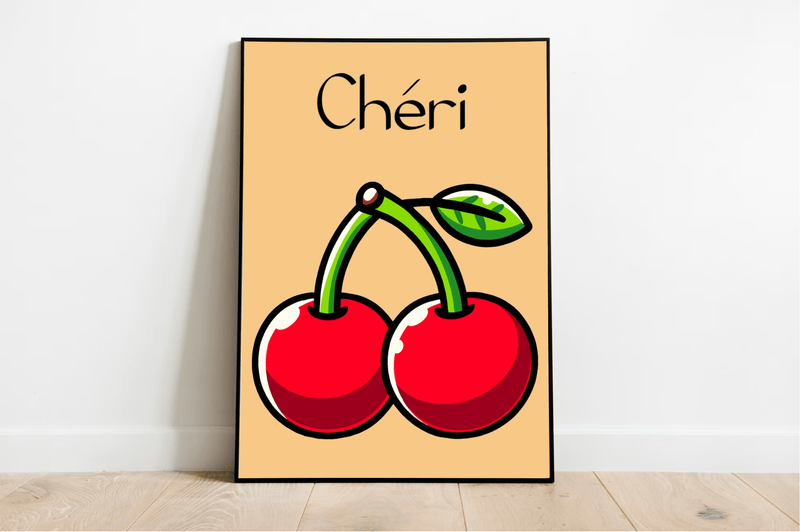 Chéri Cherries Art Print | Cute French-Inspired Cherry Poster