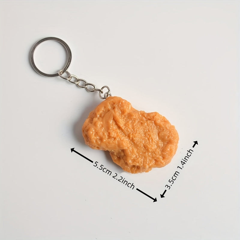 Chicken Nugget Keychain - Realistic Fried Chicken Bag Charm for Purses & Wallets