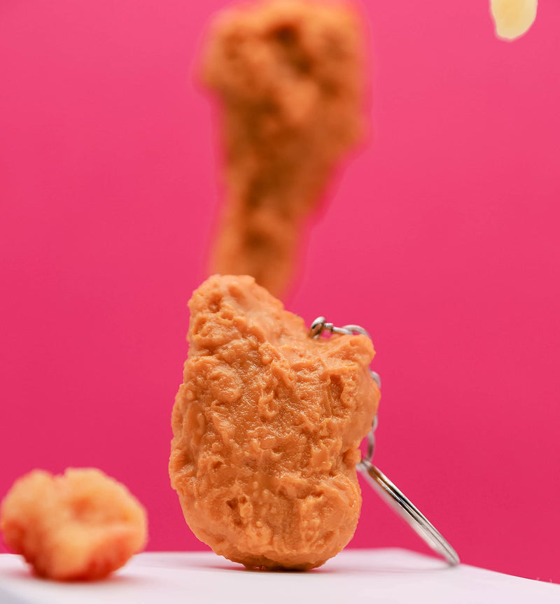Chicken Nugget Keychain - Realistic Fried Chicken Bag Charm for Purses & Wallets