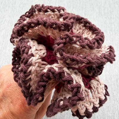 Dark Chocolate Raspberry Ripple Handmade Crochet Scrunchie