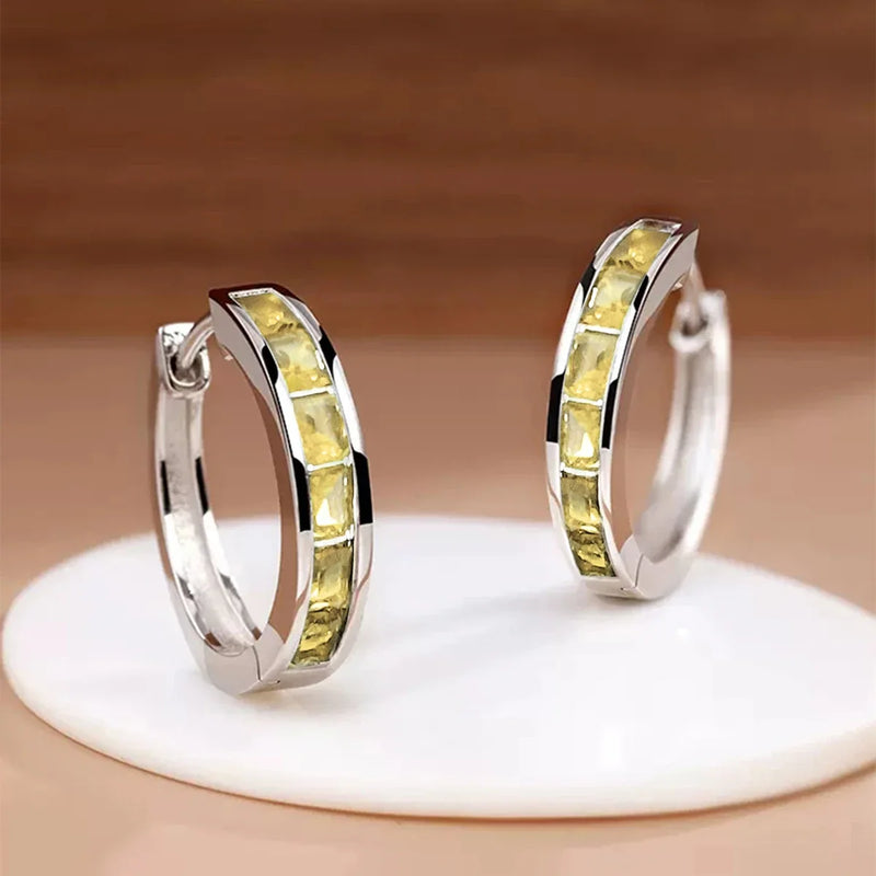 Classic Design Women Hoop Earrings with Princess Square CZ – Ladies Jewellery