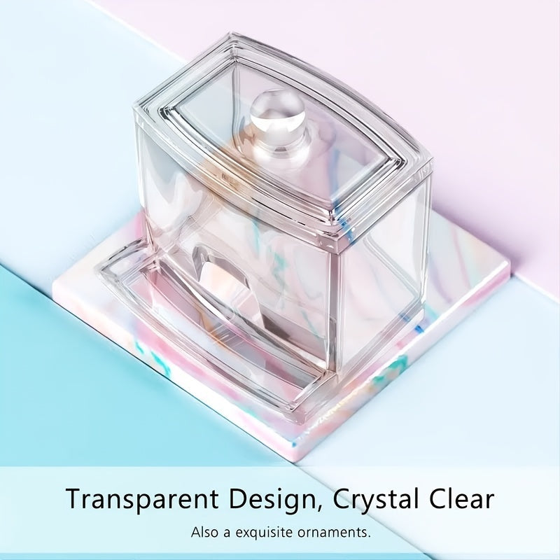 Clear Cotton Swab Holder - Bathroom Organizer Container for Cotton Balls & Q-Tips