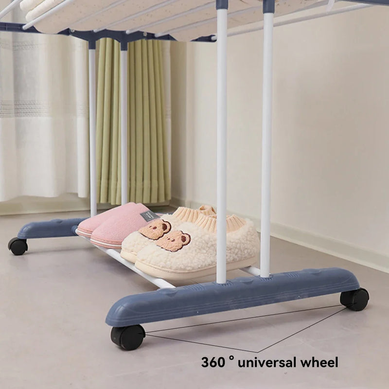 Foldable 4-Layer Drying Rack, Adjustable Towel Hanging Clothes Horse with Wheels
