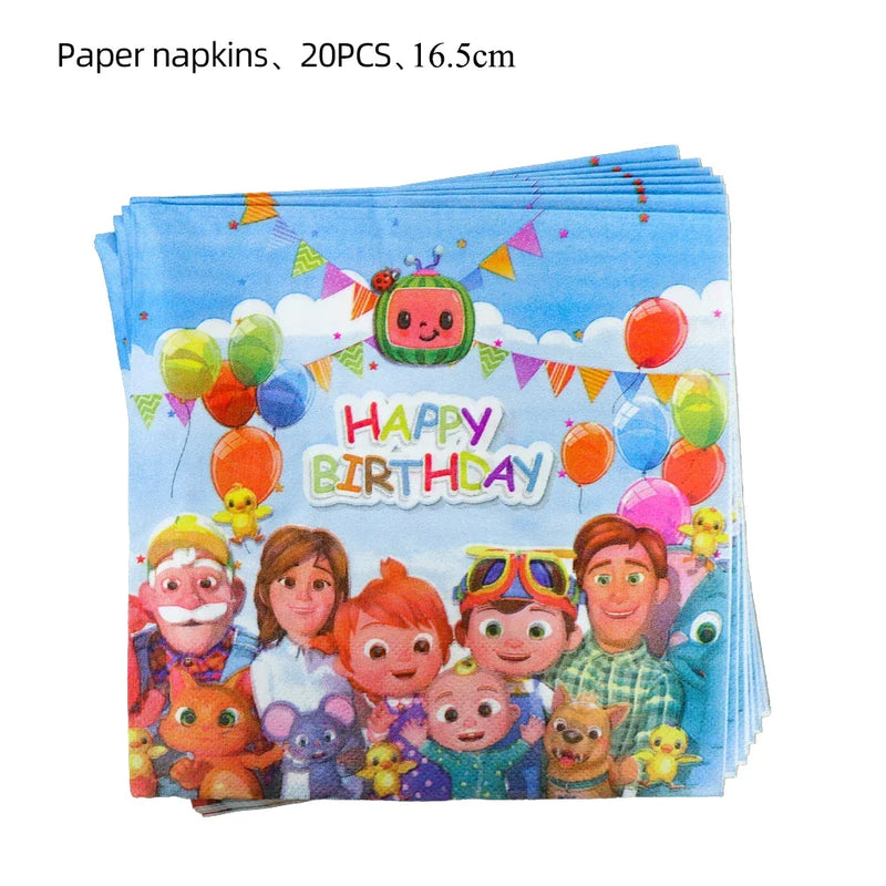 Cocomelon Kids Birthday Party Decorations Balloons Cups Plates Baby Shower Gift