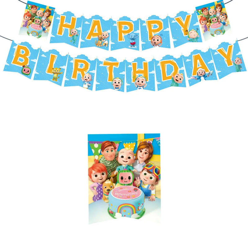 Cocomelon Kids Birthday Party Decorations Balloons Cups Plates Baby Shower Gift