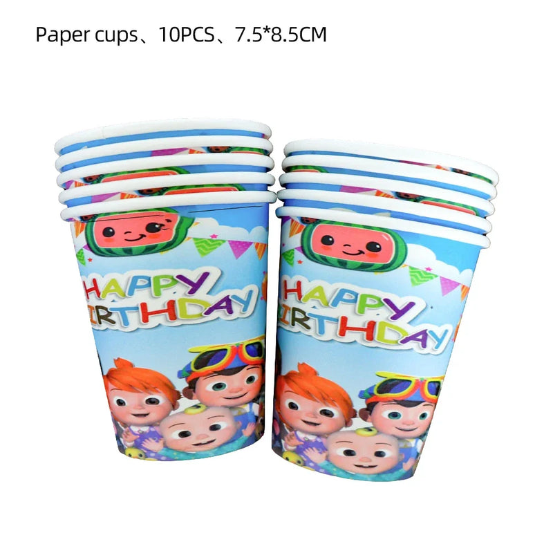 Cocomelon Kids Birthday Party Decorations Balloons Cups Plates Baby Shower Gift