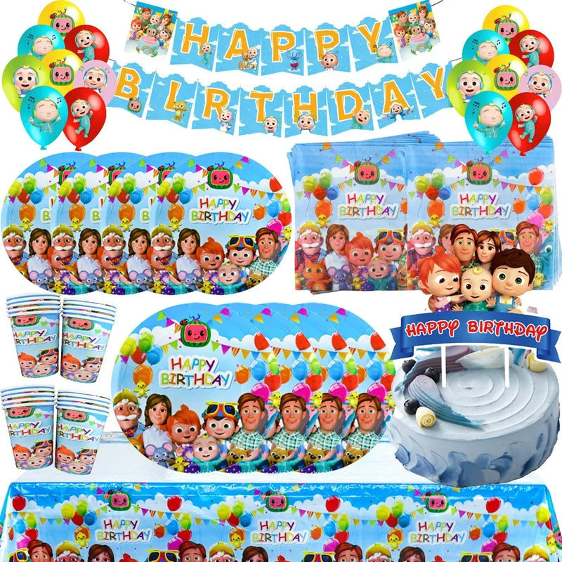 Cocomelon Kids Birthday Party Decorations Balloons Cups Plates Baby Shower Gift