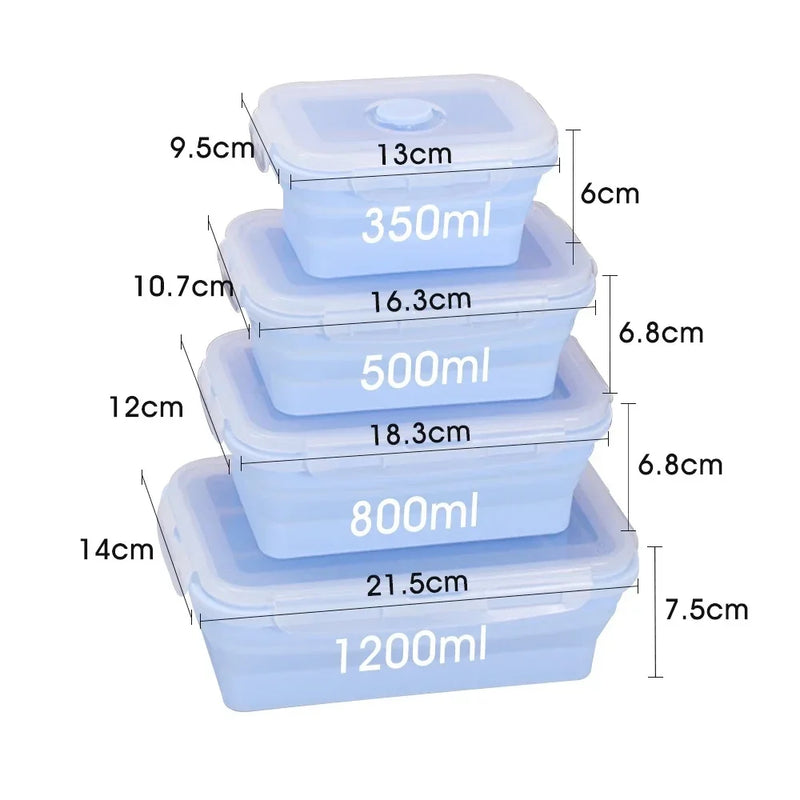 Collapsible Silicone Food Storage Containers with Lids & Vents - Kitchen Meal Prep Container Set