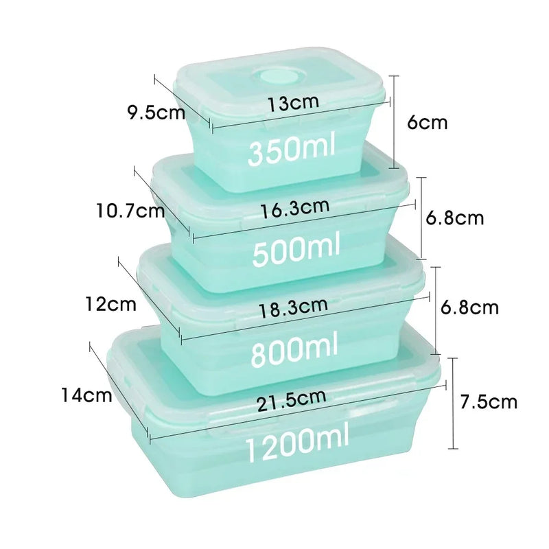 Collapsible Silicone Food Storage Containers with Lids & Vents - Kitchen Meal Prep Container Set