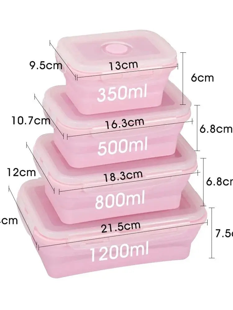 Collapsible Silicone Food Storage Containers with Lids & Vents - Kitchen Meal Prep Container Set