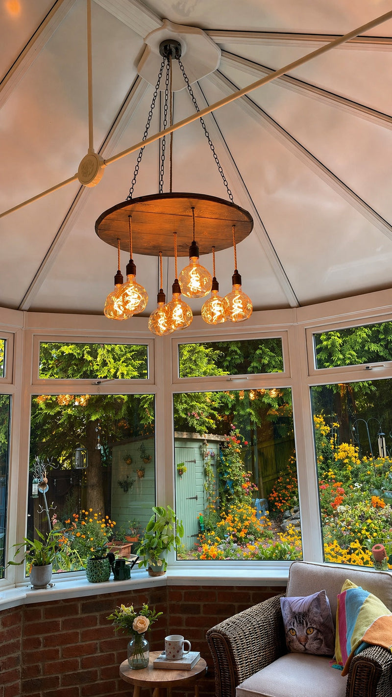 Whiskey Barrel Wooden Chandelier Cluster Pendant Light