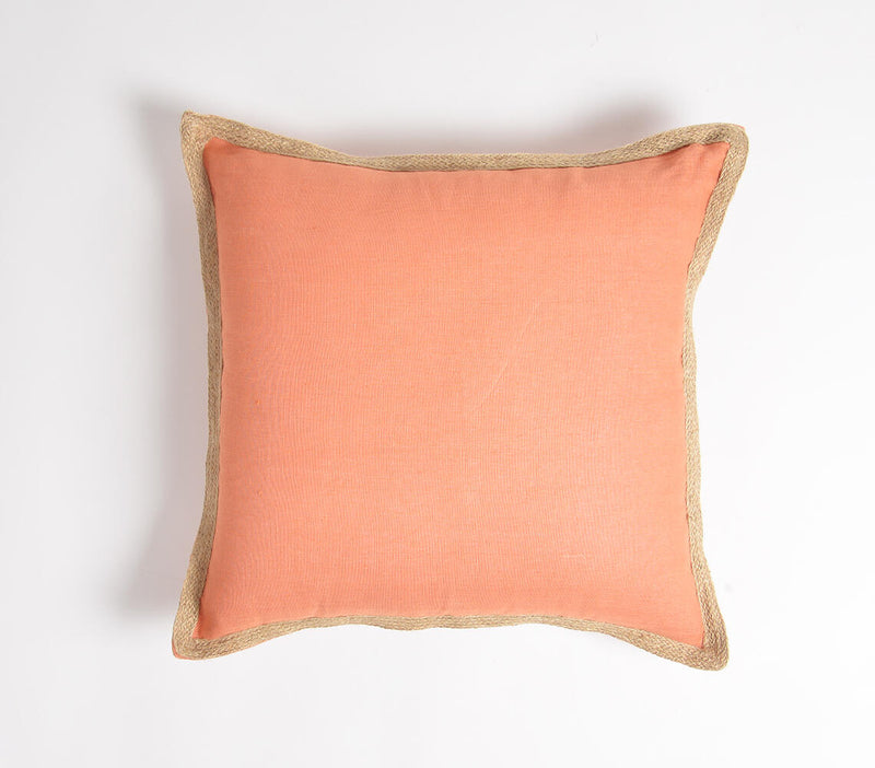 Coral jute border premium cushion cover