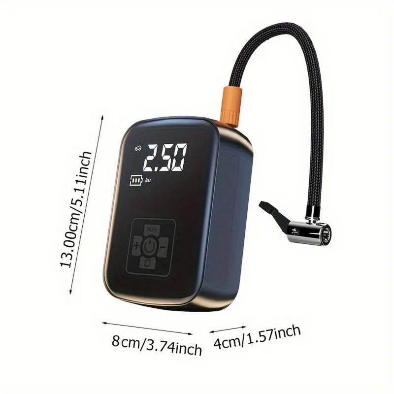 Digital Display Cordless Air Pump Tyre Inflator LED Light for Car Bike Wireless