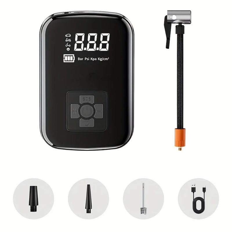 Digital Display Cordless Air Pump Tyre Inflator LED Light for Car Bike Wireless