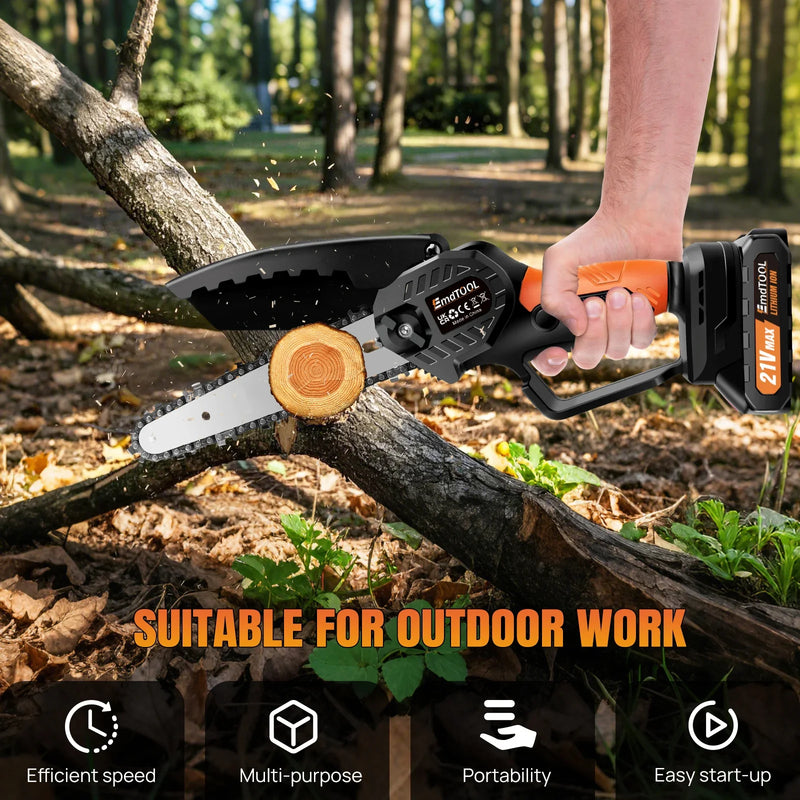 Cordless Mini Chainsaw 6-Inch Handheld Chain Saw - Electric Wood Cutting Tool