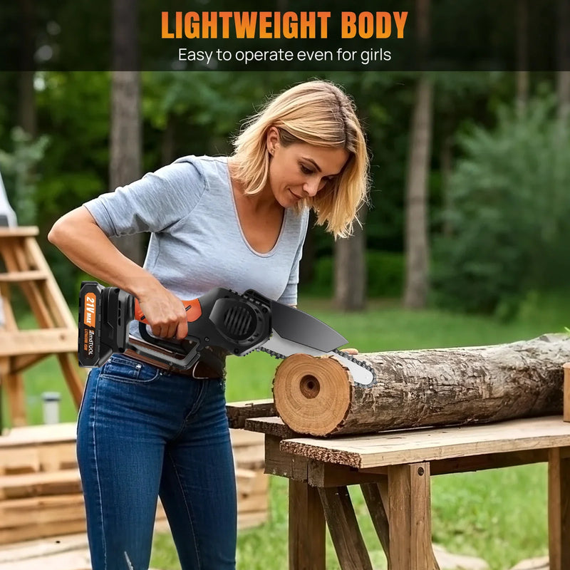 Cordless Mini Chainsaw 6-Inch Handheld Chain Saw - Electric Wood Cutting Tool