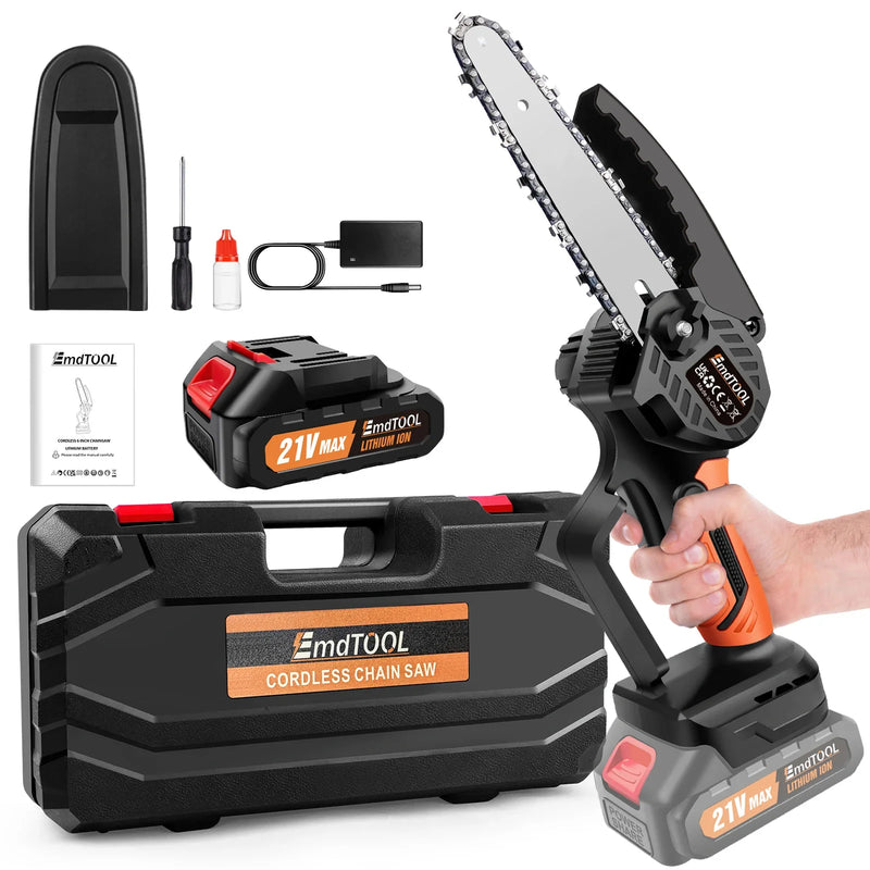 Cordless Mini Chainsaw 6-Inch Handheld Chain Saw - Electric Wood Cutting Tool