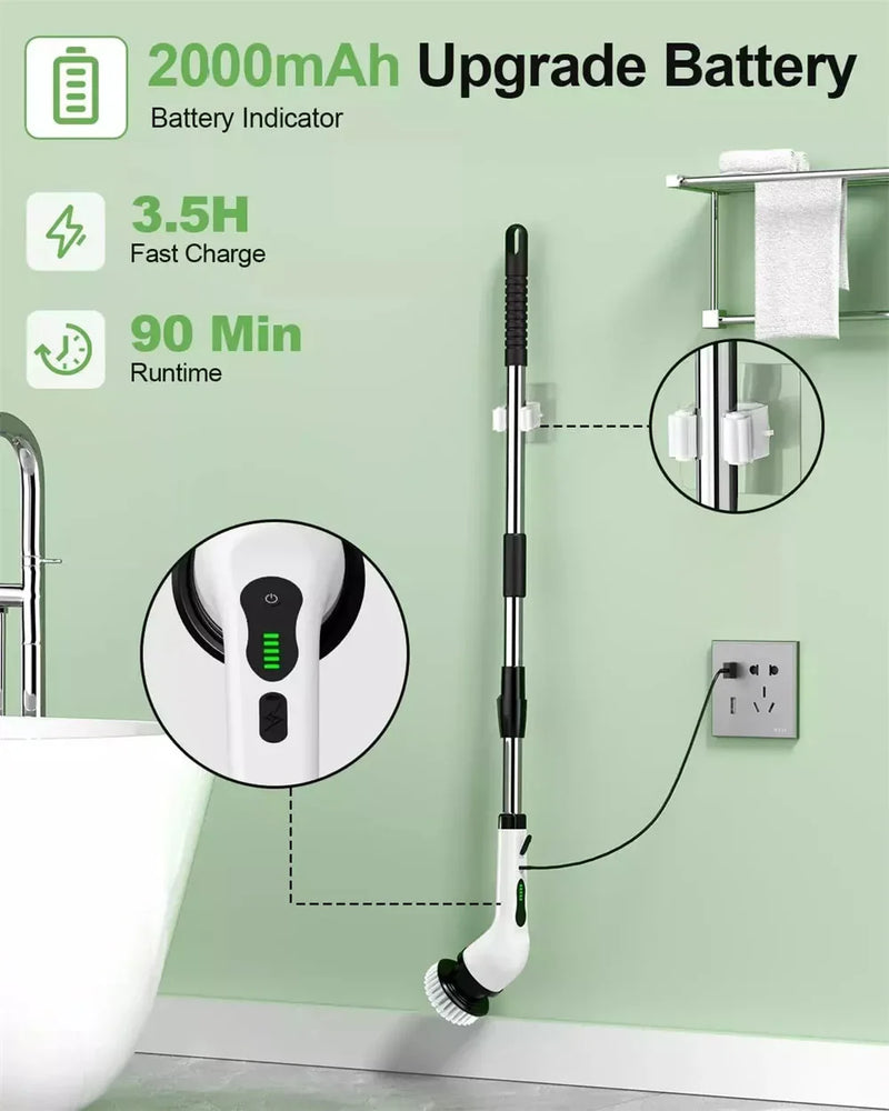 9-in-1 Electric Spin Scrubber Handheld Cleaning Brush – Cordless Power Scrubber