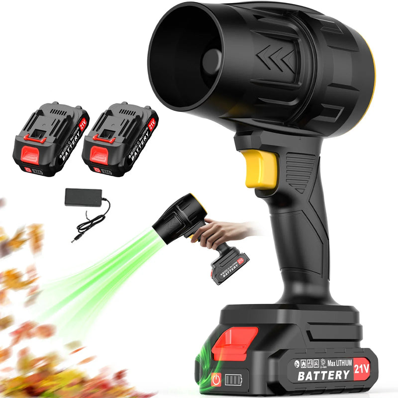 Cordless Turbo Jet Leaf Blower with 2 Batteries Powerful Handheld Garden Tool