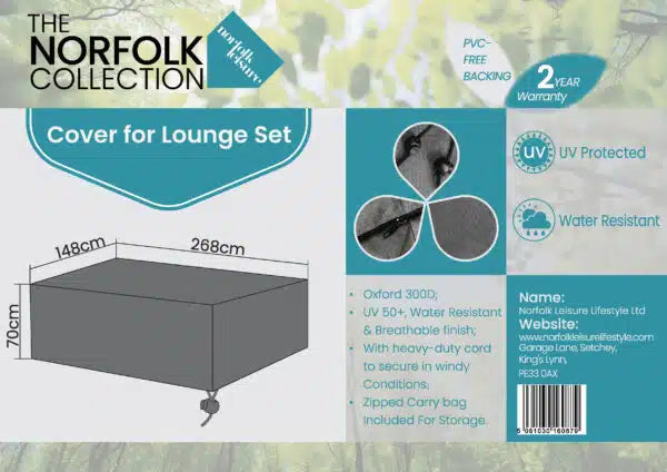 Cover Beeston Sofa Set - L268cm x W148cm x H70cm