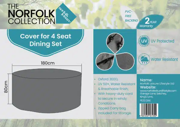 Cover Keswick 4 Seater Dining - D180cm x H80cm