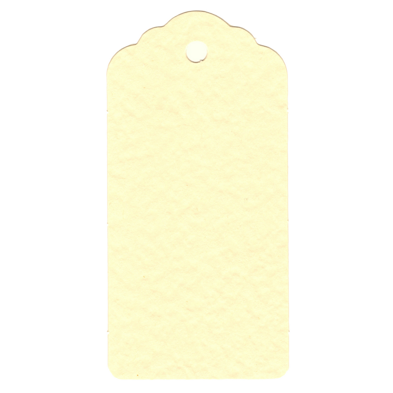 100 Rectangle Scalloped Gift Tags with White Satin Ribbon - 21 Colours Christmas