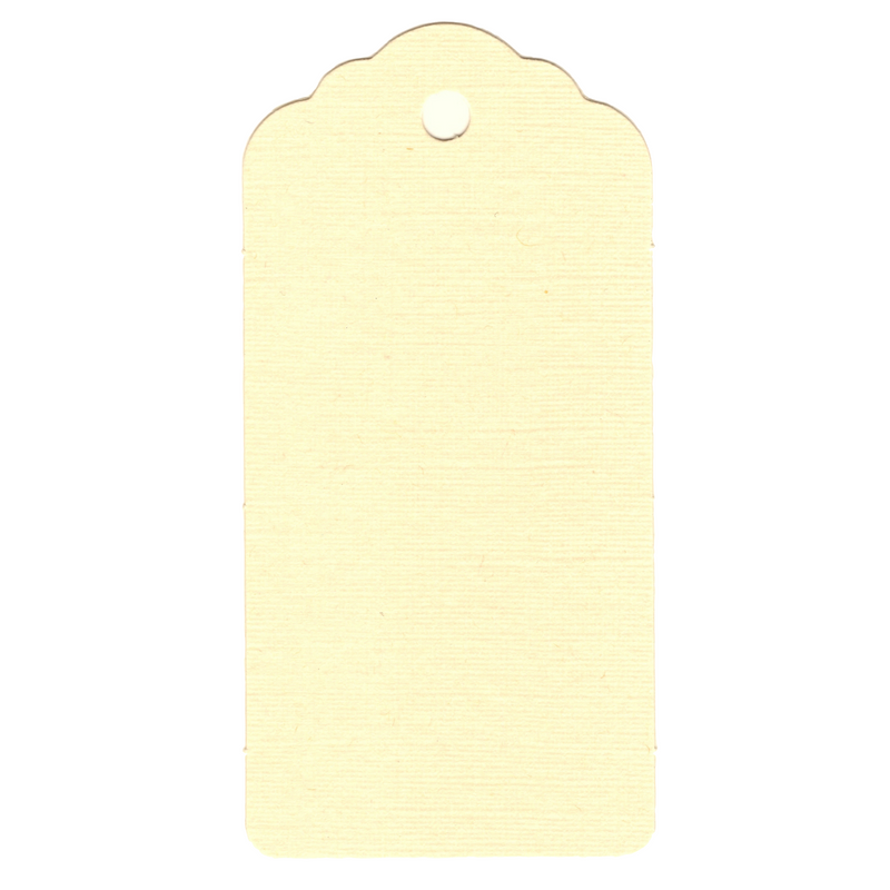 100 Rectangle Scalloped Gift Tags with White Satin Ribbon - 21 Colours Christmas
