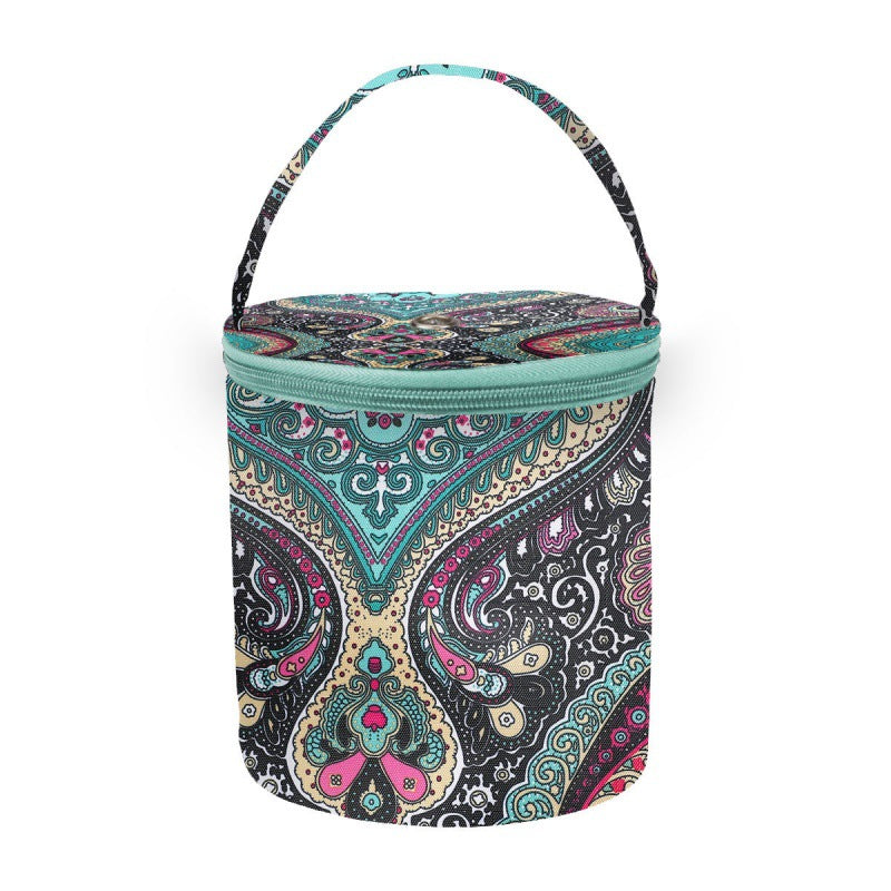 Crochet Thread Storage Bag Printed Yarn Holder Knitting Wool Storage Barrel Knit