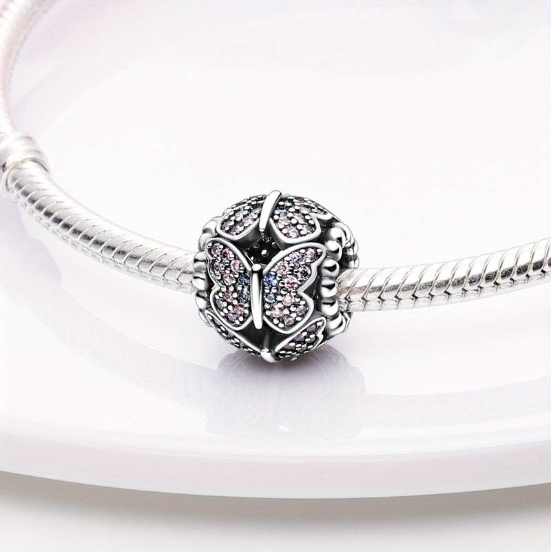 Cubic Zirconia Butterfly Bead Charm