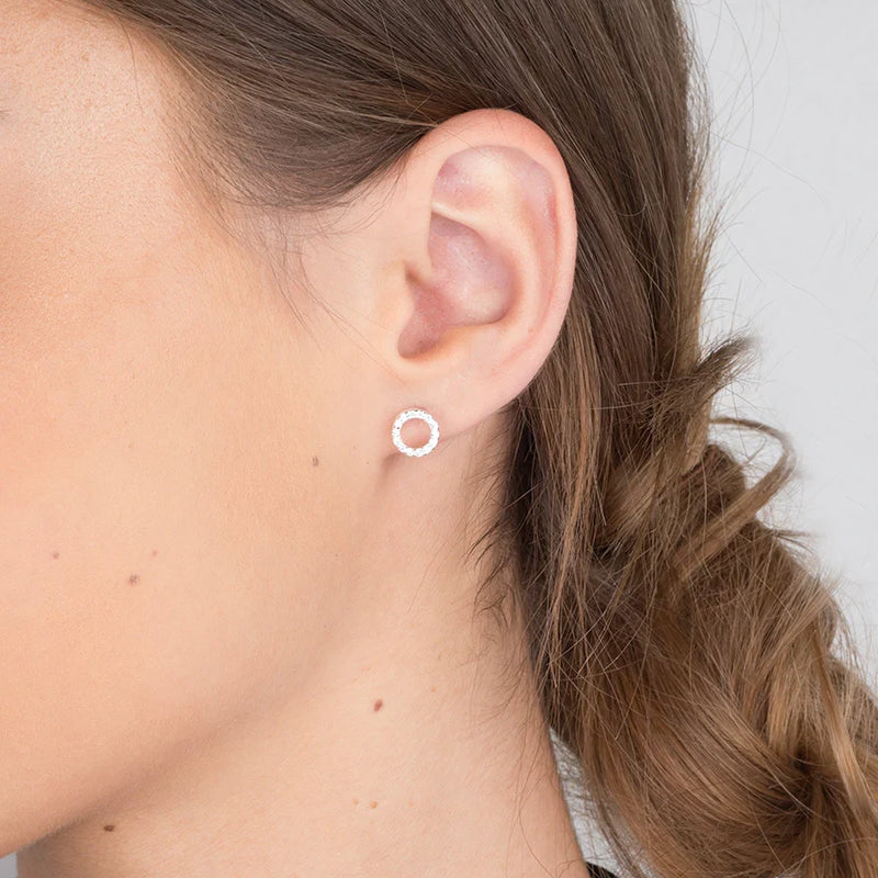 Cubic Zirconia Halo Stud Earrings