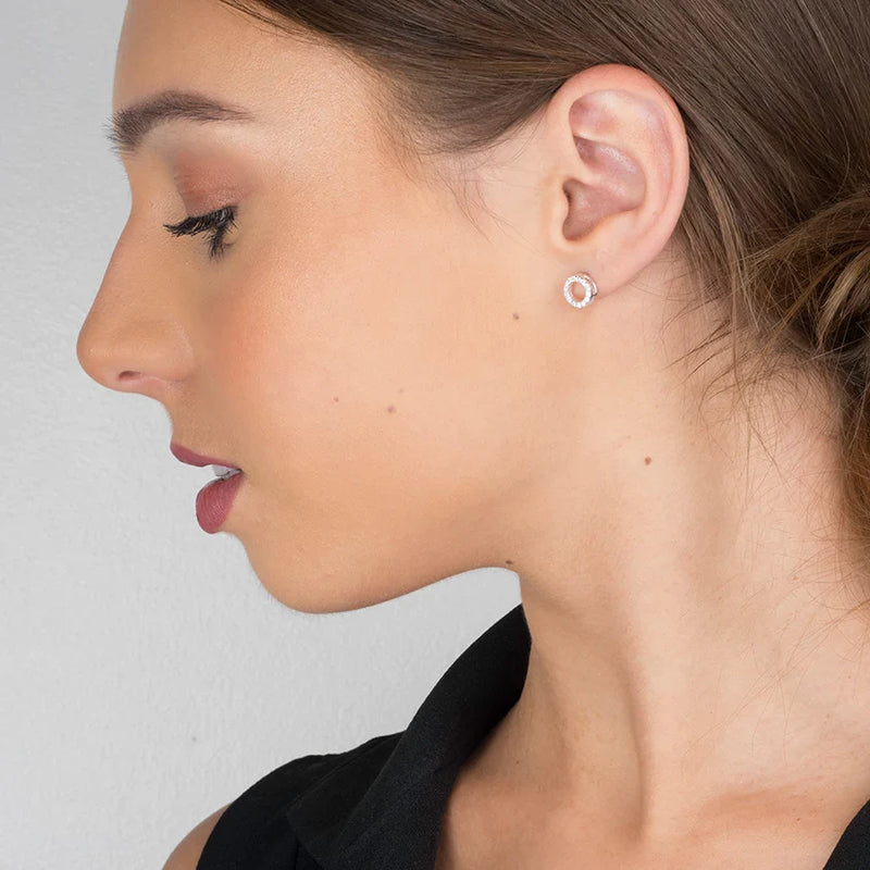 Cubic Zirconia Halo Stud Earrings