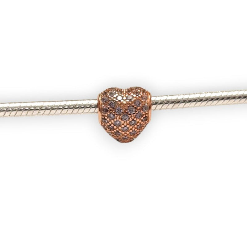 Cubic Zirconia Heart Bead Charm