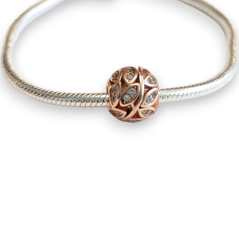 Cubic Zirconia Leaf Bead Charm