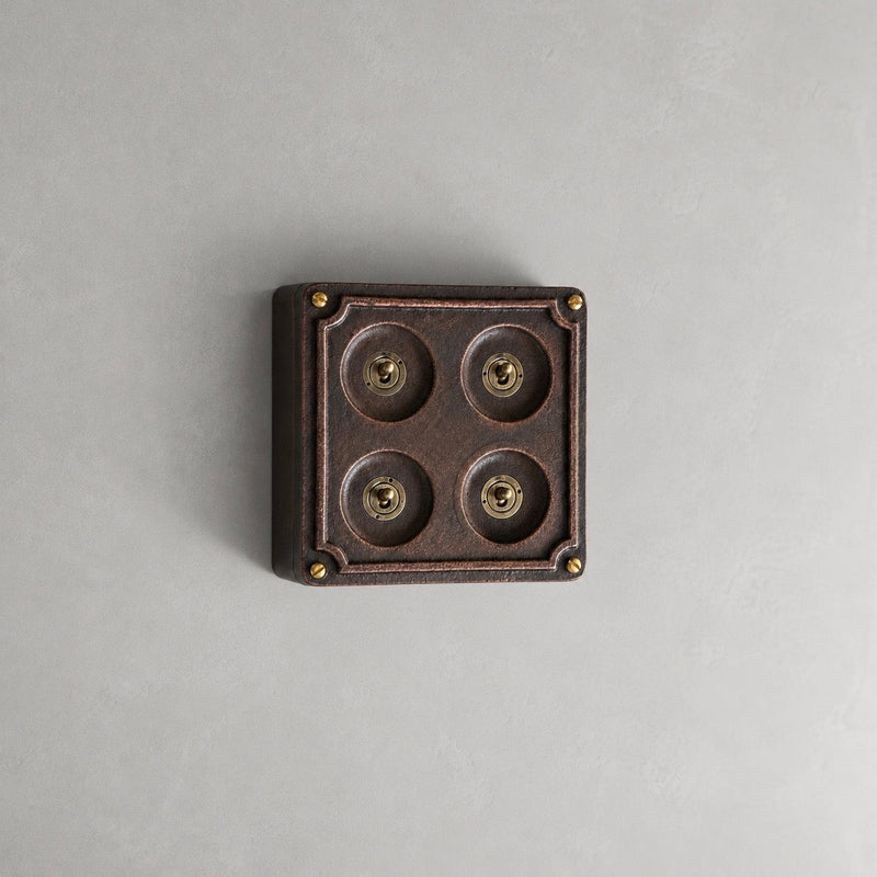 4 Gang 2 Way Solid Antique Copper Metal Surface Mounting Conduit Light Switch Industrial - BS EN Approved