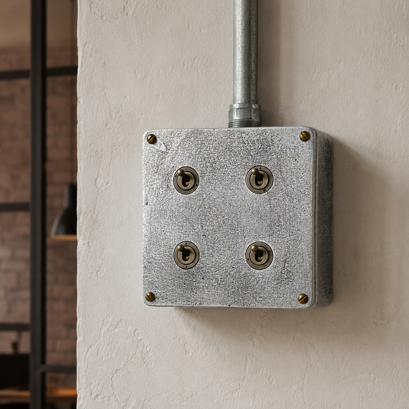 4 Gang 2 Way Solid Cast Metal Conduit Light Switch Industrial
