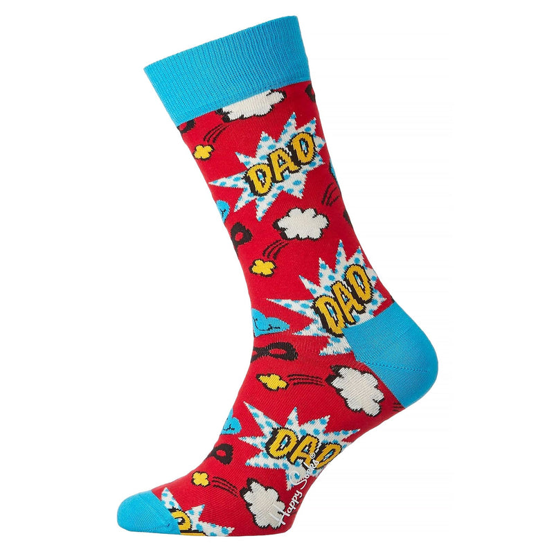 Comic Pattern Cotton Blend Dad Socks for Men