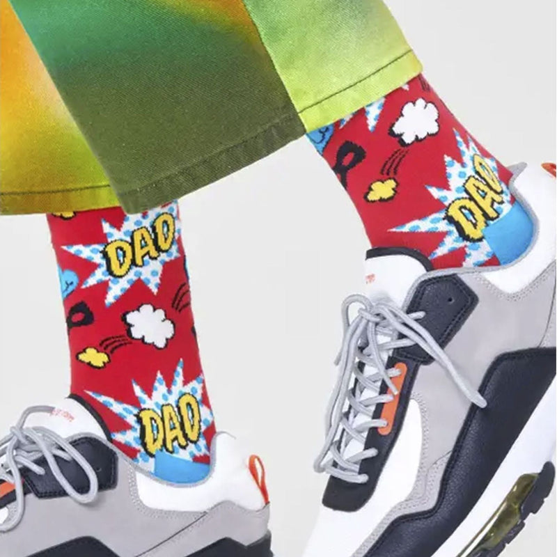Comic Pattern Cotton Blend Dad Socks for Men