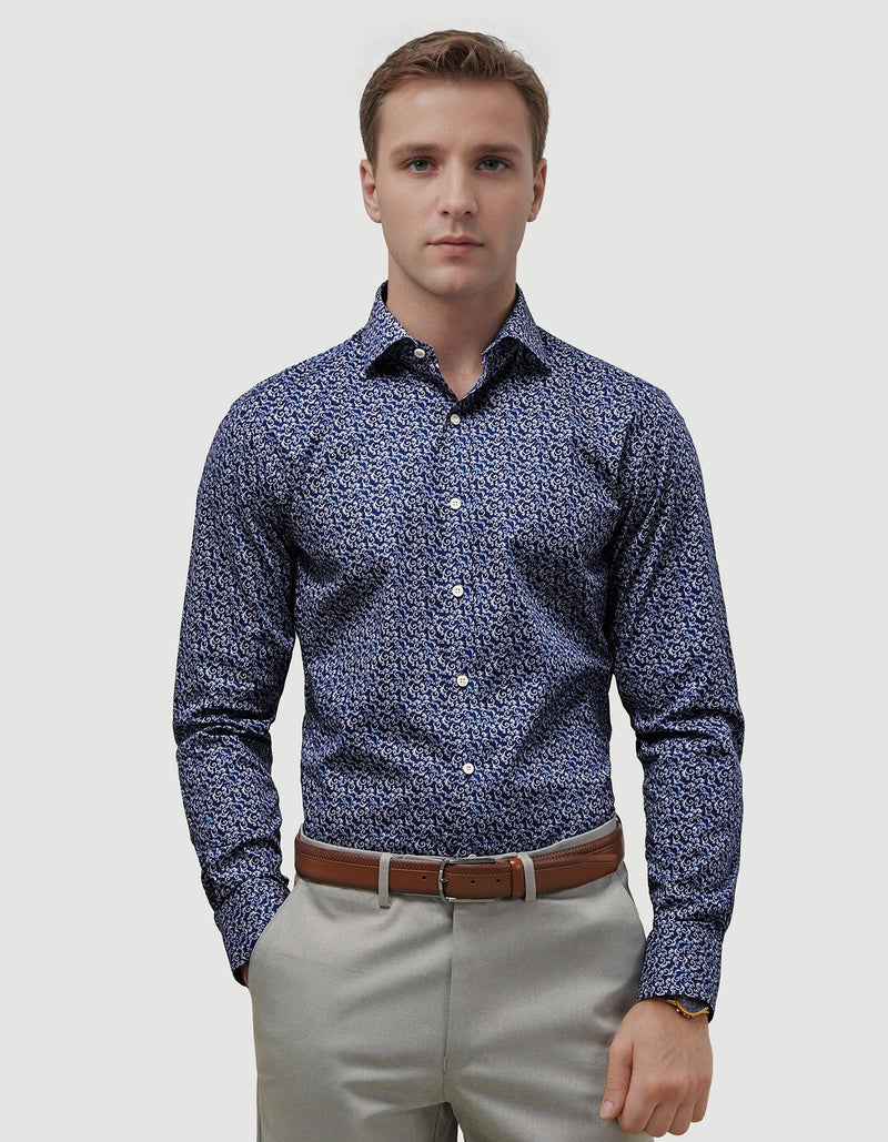 Navy Swirl Print Shirt