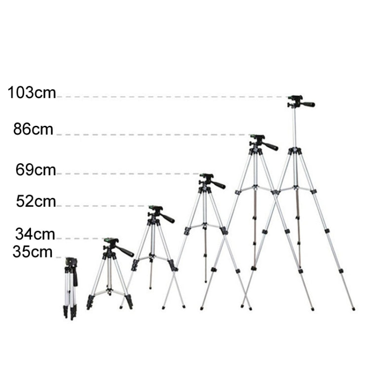 3120 Live Broadcast Tripod 4-Section Folding Legs Aluminum Alloy Tripod Mount with U-Shape Three-Dimensional Tripod Head for DSLR & Digital Camera, Adjustable Height: 34-103cm, 3120 Silver, 3120 Black