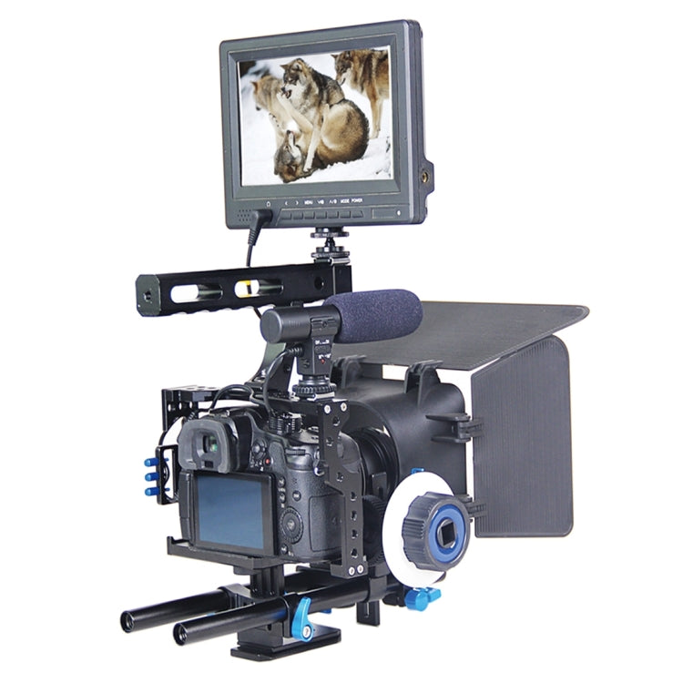 YELANGU YLG1105A Handle Video Camera Cage Stabilizer Kit with Matte Box & Follow Focus for Panasonic Lumix DMC-GH4 & G7 / Sony A7 & A7S & A7R & A7RII & A7SII, YLG1105A