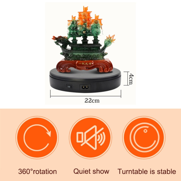 22cm Electric Rotating Turntable Display Stand Live Video Shooting Props Turntable Jewelry Shoes Display Platform, EU Plug, 22cm
