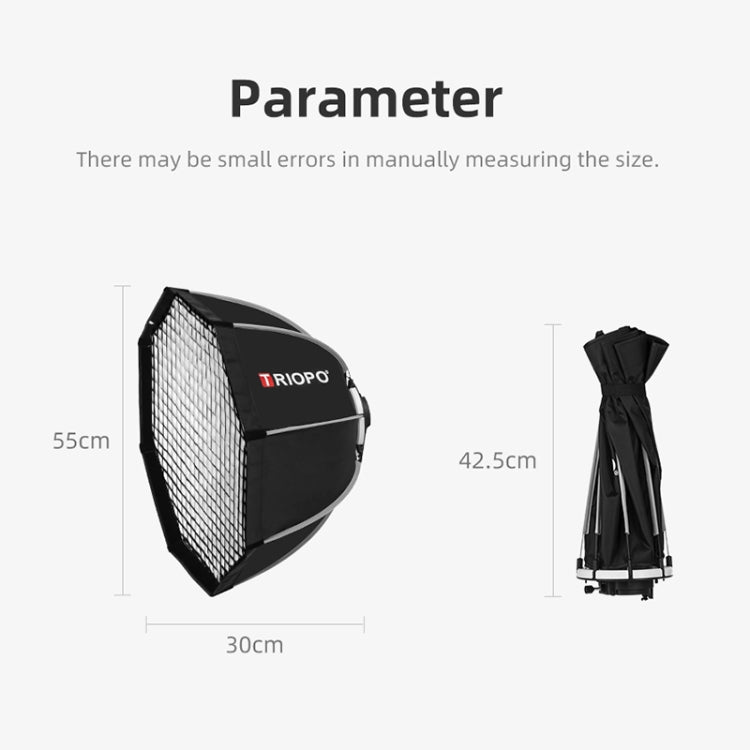 TRIOPO KS55 55cm Speedlite Flash Octagon Parabolic Softbox Diffuser with Bracket Mount Handle, KS55