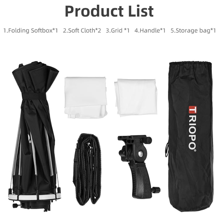 TRIOPO KS55 55cm Speedlite Flash Octagon Parabolic Softbox Diffuser with Bracket Mount Handle, KS55